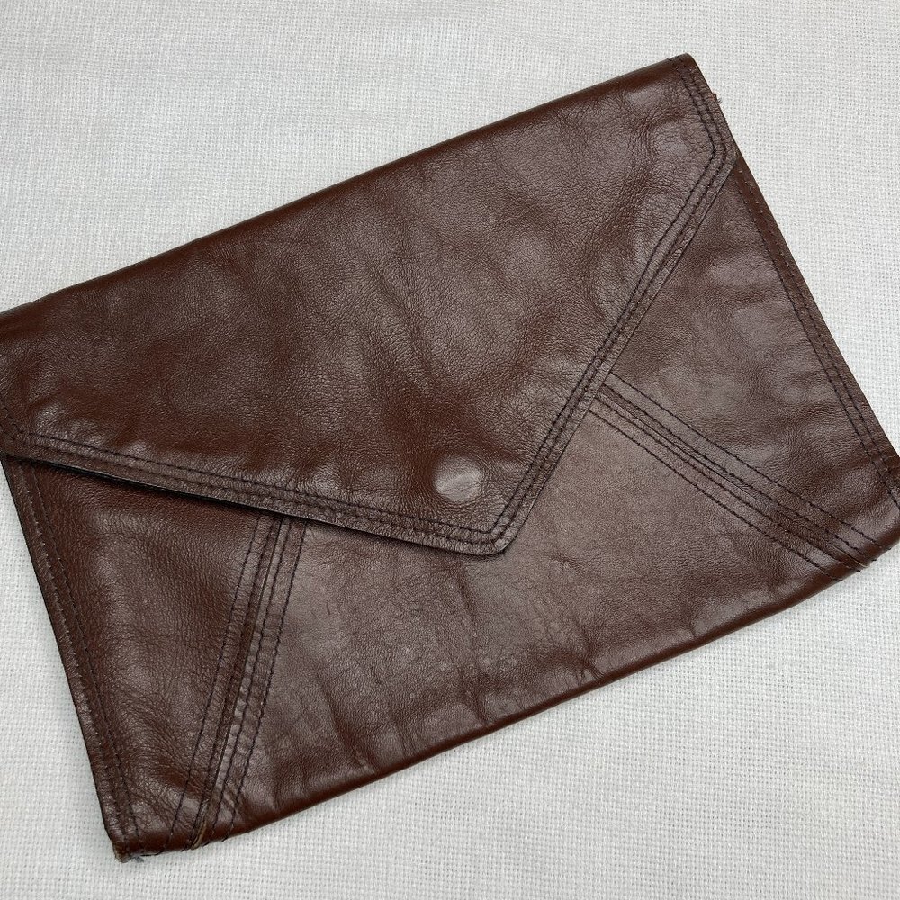 Leather Clutch Envelope Purse Vintage Brazilian